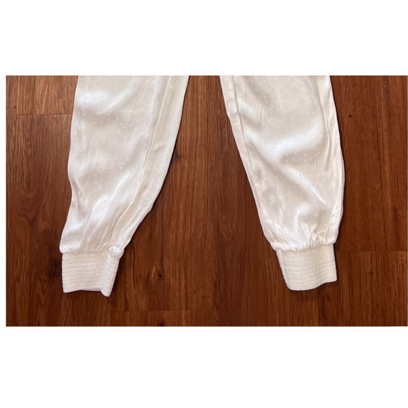 Cinq a Sept White Satin Halter Satin Jumpsuit Xs White Tie Neck Star Jacquard - Picture 8 of 10